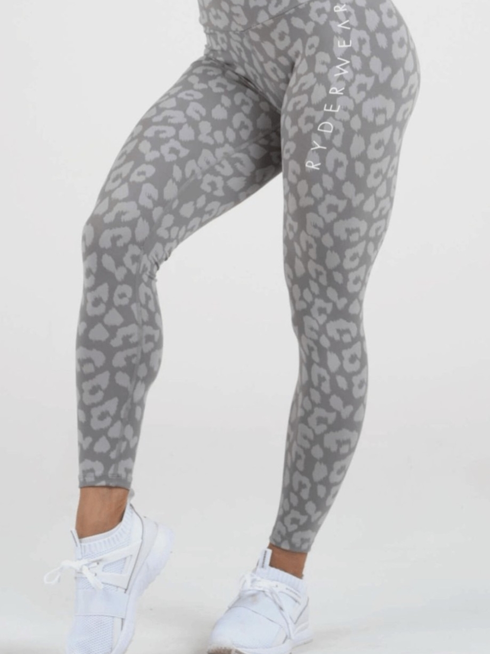 Ryderwear Women’s Grey Leopard Print High-Waist Leggings